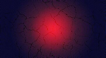 un' rosso e blu cerchio con un' nero sfondo, grunge struttura spirale modello linea leggero effetto design per sfondo e sfondo vettore