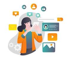 il concetto di illustrazione isometrica utilizza applicazioni di social media vettore