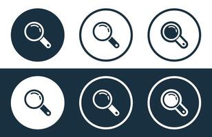 impostato di ricerca icone isolato piatto e schema stile illustrazione vettore