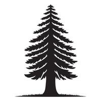 un' sequoia albero con un' snello tronco silhouette vettore