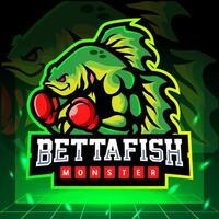 betta pesce mostro mascotte. esport logo design. vettore