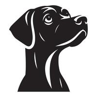 un' pieno di speranza rhodesian ridgeback cane viso illustrazione nel nero e bianca vettore