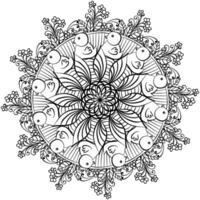 mandala con scarabocchio polli e fantasia fiori, meditativo colorazione pagina per Pasqua attività vettore