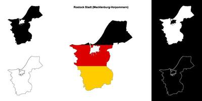 rostock città, Meclemburgo-Pomerania Anteriore vuoto schema carta geografica impostato vettore