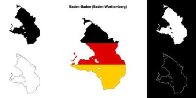 baden-baden, baden-wurttenberg vuoto schema carta geografica impostato vettore