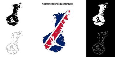 Auckland isole vuoto schema carta geografica impostato vettore