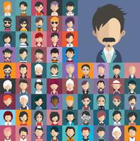 Collezione di avatar di vari personaggi maschili e femminili vettore