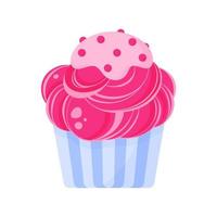 cupcake o muffin con crema rosa e topping di pasta frolla. vettore