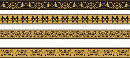 impostato di oro e nero nativo americano ornamentale senza soluzione di continuità frontiere. struttura di il popoli di America, aztechi, maya, incas. vettore