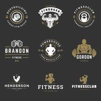 fitness centro e sport Palestra loghi e badge design impostato illustrazione. vettore