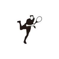 sport uomo swing il suo tennis racchetta per distruggere il palla silhouette - tennis atleta per strepitoso il palla cartone animato silhouette isolato su bianca vettore