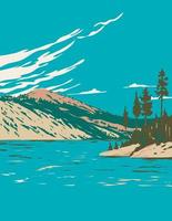 Lake tahoe-nevada state park con marlette lake e hobart reservoir nevada usa wpa poster art vettore