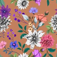 elegante modello senza cuciture colorato con illustrazione botanica floreale. vettore