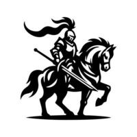 equestre cavaliere logo design. cavallo guerriero logo. guerra cavallo silhouette vettore