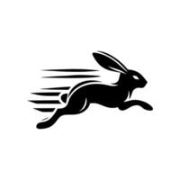 loghi di coniglio è in esecuzione. nero coniglietto in esecuzione logo concetto. coniglio logo design vettore