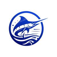 Marlin pesca logo illustrazione vettore