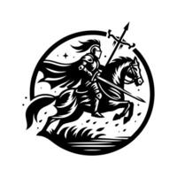 equestre cavaliere logo design. cavallo guerriero logo. guerra cavallo silhouette vettore