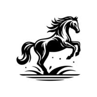 cavallo logo design. in piedi stallone logo. nero e bianca cavallo logo design vettore