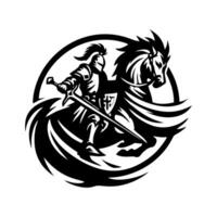 equestre cavaliere logo design. cavallo guerriero logo. guerra cavallo silhouette vettore