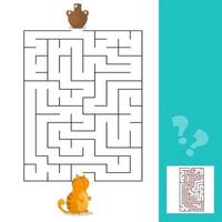 vettore dei cartoni animati - labirinto o gioco del labirinto per bambini in età prescolare con gatto e latte