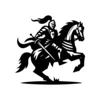 equestre cavaliere logo design. cavallo guerriero logo. guerra cavallo silhouette vettore