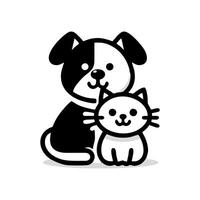 disegno del logo di cane e gatto vettore