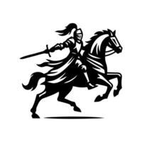 equestre cavaliere logo design. cavallo guerriero logo. guerra cavallo silhouette vettore