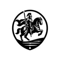 equestre cavaliere logo design. cavallo guerriero logo. guerra cavallo silhouette vettore