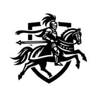 equestre cavaliere logo design. cavallo guerriero logo. guerra cavallo silhouette vettore