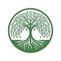 radice albero logo. radice di il albero logo simbolo illustrazione disegno, quercia albero Vintage ▾ logo design vettore