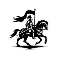 equestre cavaliere logo design. cavallo guerriero logo. guerra cavallo silhouette vettore