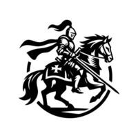 equestre cavaliere logo design. cavallo guerriero logo. guerra cavallo silhouette vettore