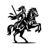 equestre cavaliere logo design. cavallo guerriero logo. guerra cavallo silhouette vettore