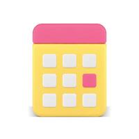 calendario tempo gestione Data marcatore progettista precisione importante incontro promemoria 3d icona vettore