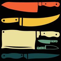 Vintage ▾ capocuoco coltello culinario retrò stile maglietta design vettore