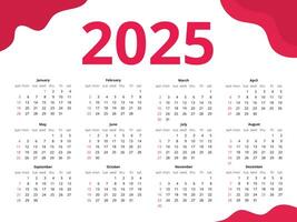 americano calendario per 2025 vettore