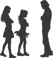 silhouette bambino abuso genitori sgridare bambini ragazza nero colore solo vettore