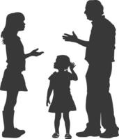 silhouette bambino abuso genitori sgridare bambini ragazza nero colore solo vettore