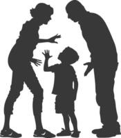 silhouette bambino abuso genitori sgridare bambini ragazzo nero colore solo vettore