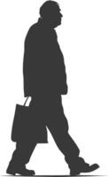 silhouette anziano uomo con shopping cestino pieno corpo nero colore solo vettore