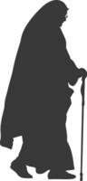 silhouette musulmano anziano donna nero colore solo vettore