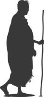 silhouette nativo africano tribù anziano donna nero colore solo vettore