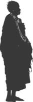silhouette nativo africano tribù anziano donna nero colore solo vettore