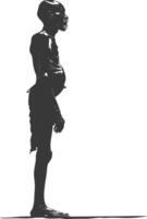 silhouette nativo africano tribù anziano uomo nero colore solo vettore