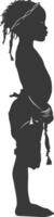 silhouette nativo africano tribù poco ragazza nero colore solo vettore