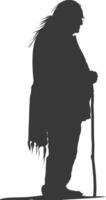 silhouette nativo americano anziano uomo nero colore solo vettore