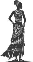 silhouette nativo africano tribù donna nero colore solo vettore