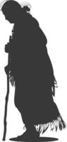 silhouette nativo americano anziano donna nero colore solo vettore