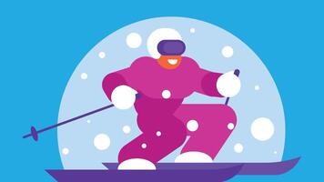 atleta sciare su ghiaccio con sciare utensili vettore