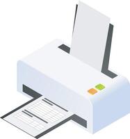 stampante con documento ufficio di isometrico stile vettore